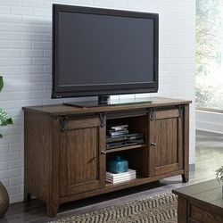 Rustic TV Console In Rustic Brown Oak Finish - Liberty Furniture 210-TV60