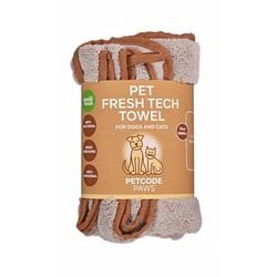 Pet Fresh Tech Towel and Blanket in Sand Beige, Terra Brown Trim Small, 40" L X 25" W X 0.275" H, Off-White