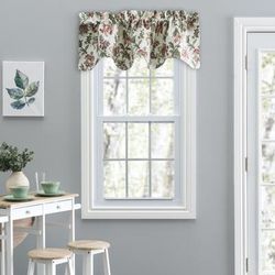 Madison Floral- Multi Colored Jacobean Floral- Lined Scallop Valance by Ellis Curtains in Brick