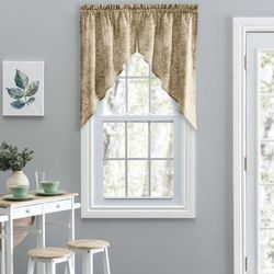 Lexington Leaf- Candlewick Leaf Pattern On A Colored Ground- Tailored Swag by Ellis Curtains in Tan