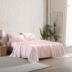 300 Thread Count TENCEL Lyocell Sateen Set by BrylaneHome in Blush (Size CALKNG)