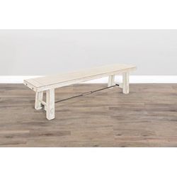 "Marina White Sand 64" Bench w/ Turnbuckle, Wood Seat - Sunny Designs 1615WS"