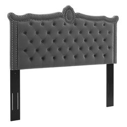 Louisa Tufted Performance Velvet King/California King Headboard in Charcoal