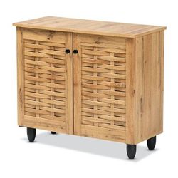 Winda Wood 2-Door Shoe Cabinet Furniture by Baxton Studio in Oak Black