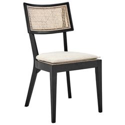 Caledonia Wood Dining Chair in Black/Beige