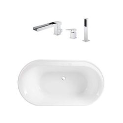 Randolph Morris Stewart 60 Inch Acrylic Double Ended Freestanding Tub Package RMBP103-60-CPF5