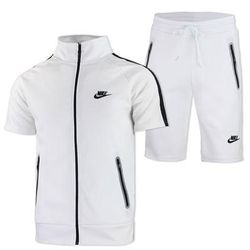 Nike Men's Tech Short-Sleeve Full Zip Jacket & Short Set White