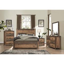 Jayleen Vintage Oak Rustic Wooden King Bed - CasePiece USA C80057-711
