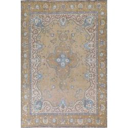 Distressed Traditional Tabriz Persian Antique Rug Handmade Wool Carpet - 9'2" x 11'8"