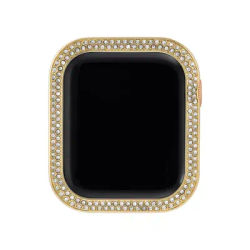 Anne Klein Gold Tone Mixed Metal Bumper With Crystal Accents For 44 Millimeter Apple Watch®