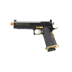 Lancer Tactical Knightshade Hi-Capa Gas Blowback Airsoft Pistol w/ Red Dot Mount Black/Gold LTX-6B-M