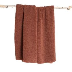Teddy Sherpalux Plush Solid Throw by Evergrace Home in Copper Brown
