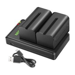 Neewer Dual L-Series/NP-F750 5600mAh Batteries + Dual USB Fast Charger Set 66600122