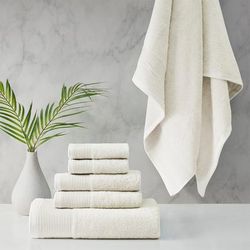 Beautyrest Nuage Cotton Tencel Blend Antimicrbial 6 Piece Towel Set in Ivory - Olliix BR73-3752