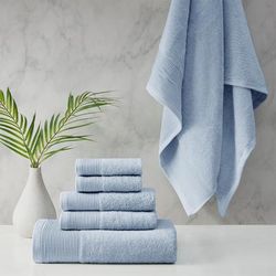 Beautyrest Nuage Cotton Tencel Blend Antimicrbial 6 Piece Towel Set in Blue - Olliix BR73-3755
