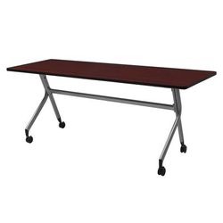 Regency En Route Flip Top Mobile Training Table 60 in x 24 in.- Mahogany top & Grey Base - Regency MMFB6024MHGY