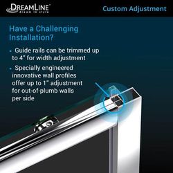 Dreamline DreamLine Infinity-Z 36 inch D x 60 inch W x 74 3/4 inch H Semi-Frameless Sliding Frosted Shower Door in Chrome with Right Drain Black Shower Base Kit DL-6973R-88-01F