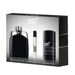 Mont Blanc Legend Men 3pc Gift Set - 3.4oz EDT + 2.5oz DEO STICK + 0.25oz EDT Standard Eau De Toilette for Men