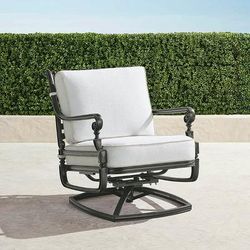 Carlisle Swivel Lounge Chair with Cushions in Slate Aluminum - Standard, Resort Stripe Glacier - Frontgate