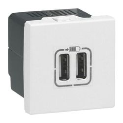 Chargeur 2 USB MOSAIC type-A 2,4A 2 modules 230V blanc - LEGRAND - 077594