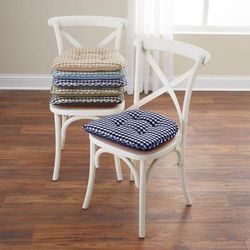 Gingham Gripper® Chair Cushion by BrylaneHome in Navy