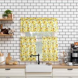 Wide Width Sunny Kitchen Tier Set by BrylaneHome in Yellow (Size 54" W 36" L)