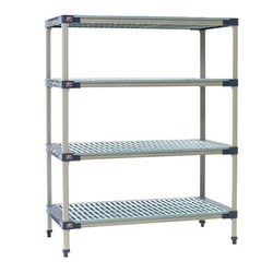 Metro X436G4 MetroMax 4 Polymer Louvered Shelf Kit - 36"W x 21"D x 63"H, 4 Open Grid Shelves, Microban