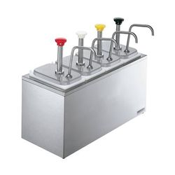 Server 82830 Pump Style Condiment Dispenser w/ (4) Jars & Pumps, (1 1/4) oz Stroke, Stainless, Silver
