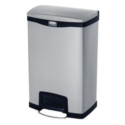 Rubbermaid 1901992 13 gal Rectangle Metal Step Trash Can, 18 7/64" L x 13 7/10" W x 28 21/32" H, Black, 13 Gallon
