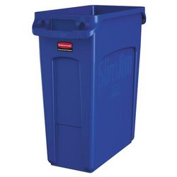 Rubbermaid 1971257 16 gal Rectangle Slim Trash Can, 22"L x 11"W x 25"H, Blue, 16 Gallon