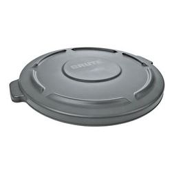Rubbermaid FG264560GRAY Round Flat Top Trash Can Lid - Plastic, Gray, Snap-Lock Fit