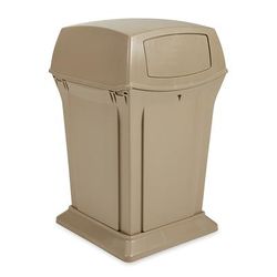 Rubbermaid FG917188BEIG 45 gal Outdoor Decorative Trash Can - Plastic, Beige