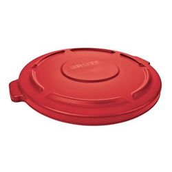 Rubbermaid FG261960RED Round Flat Top Trash Can Lid - Plastic, Red, 20 Gallon