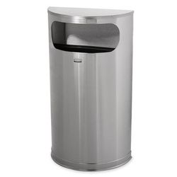 Rubbermaid FGSO8SSSPL 9 gal Indoor Decorative Trash Can - Metal, Satin Stainless, Half-Circle, Chrome Accent, Silver
