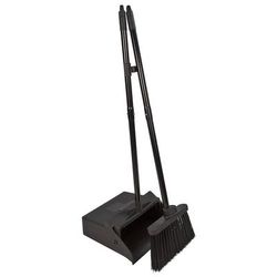 Carlisle 36141503 30" Lobby Dust Pan Combo - Broom Handle Clip, Black, 30" Handle