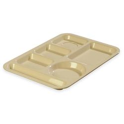 Carlisle 61425 Plastic Rectangular Tray w/ (6) Compartments, 13 7/8" x 9 7/8", Tan, 6 Compartments, Beige