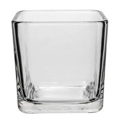 Libbey 5475 14 oz Clear Glass Cube Voltive Candle Holder, 1 Dozen