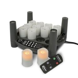 Sterno 60308 LED Flameless Votive Candle Set w/ Charging Tray, Amber Flame