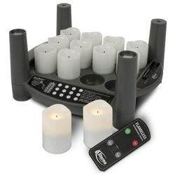Sterno 60318 LED Flameless Votive Candle Set w/ Charging Tray, Warm White Flame