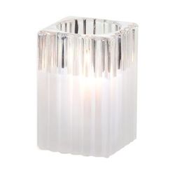 Sterno 80188 Infinity Candle Lamp - 3"L x 3"W x 4 1/2"H, Glass, Frost/Clear, White, Case of 6