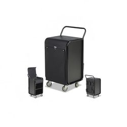 Forbes Industries 2044 Housekeeping Cart w/ 2 Shelves & Top Tray Organizer - 22"L x 21"W x 38 3/4"H, Aluminum, Black