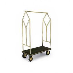 Forbes Industries 2444 Luggage Cart w/ Carpeted Deck - 47 1/2"L x 23 1/2"W x 74"H, Solid Brass, Black