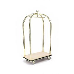 Forbes Industries 2520-SS Birdcage Luggage Cart w/ Carpeted Deck - 43"L x 24"W x 78"H, Brushed Steel, Chrome