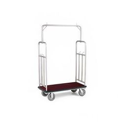 Forbes Industries 2549-DT Luggage Cart w/ Carpeted Deck - 48 1/2"L x 23 1/2"W x 75"H, Satin Diamond Textured Steel, Stainless Steel