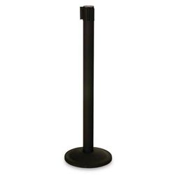 Forbes Industries 2700 40"H Crowd Control Stanchion w/ 7 ft Belt - Steel, Black