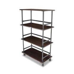 Forbes Industries 6543-4 Mobile Display Tower w/ 3 Steel Shelves & Steel Pipe Frame - 48"L x 24"W x 78"H, Brown