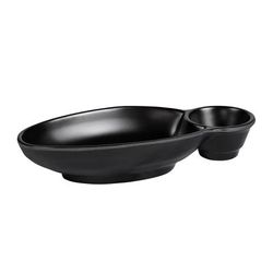 Elite Global Solutions JWC1408-B Ore 10" x 5 1/2" Oval Zen Chip & Dip Platter - Melamine, Black