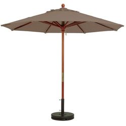 Grosfillex 98948131 7 ft Round Top Market Umbrella - Taupe Fabric, Wooden Pole, 1-1/2" Wooden Pole, Beige