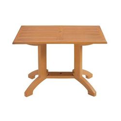 Grosfillex UT385008 Rectangular Atlanta Outdoor Table w/ Umbrella Hole - 48" x 32", Melamine, Teakwood
