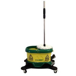 Bissell CM500D-GRN Cyclo Mop w/ Dolly & Accessories, Yellow, 2 Microfiber Cleaning Pads, Stainless Steel Spinner